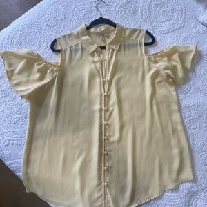 Elegant Yellow Cold Shoulder Blouse